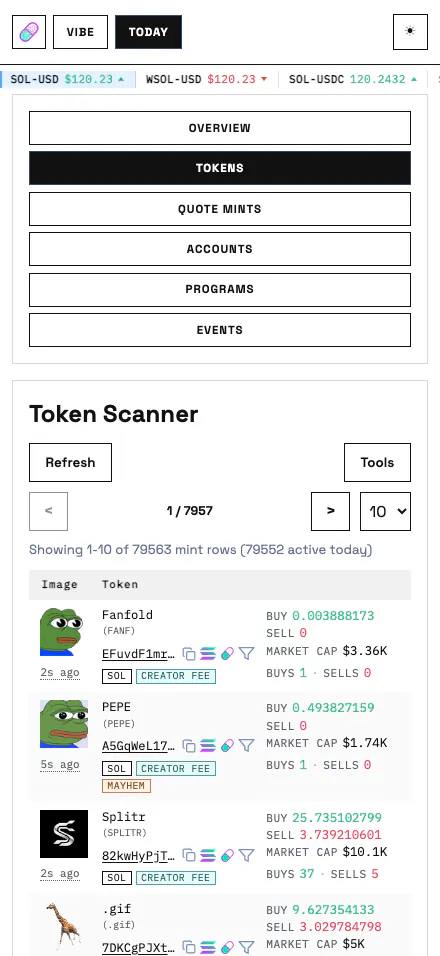 Token Scanner at the 440 by 956 mobile viewport